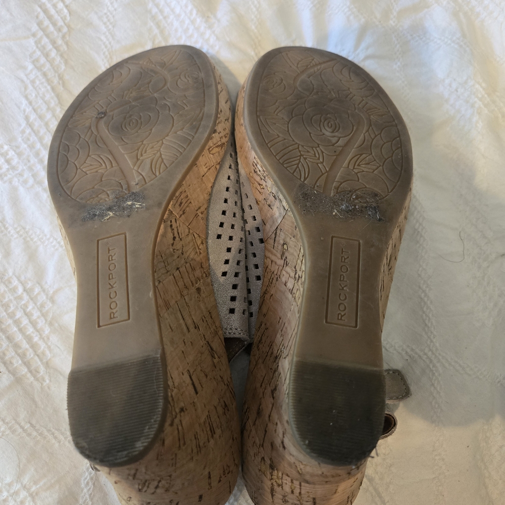 Rockport Silver Wedge Perforated Sandals - Picture 3 of 6
